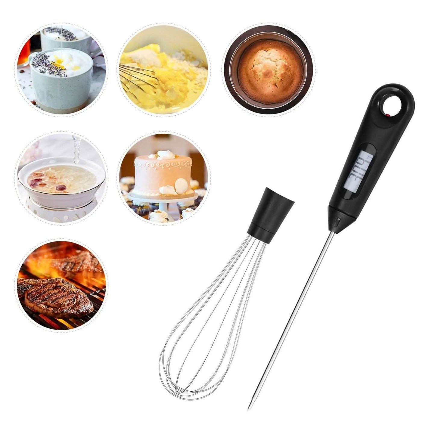2-in-1 Sofortablese-Lebensmittelthermometer und Eierschneebesen