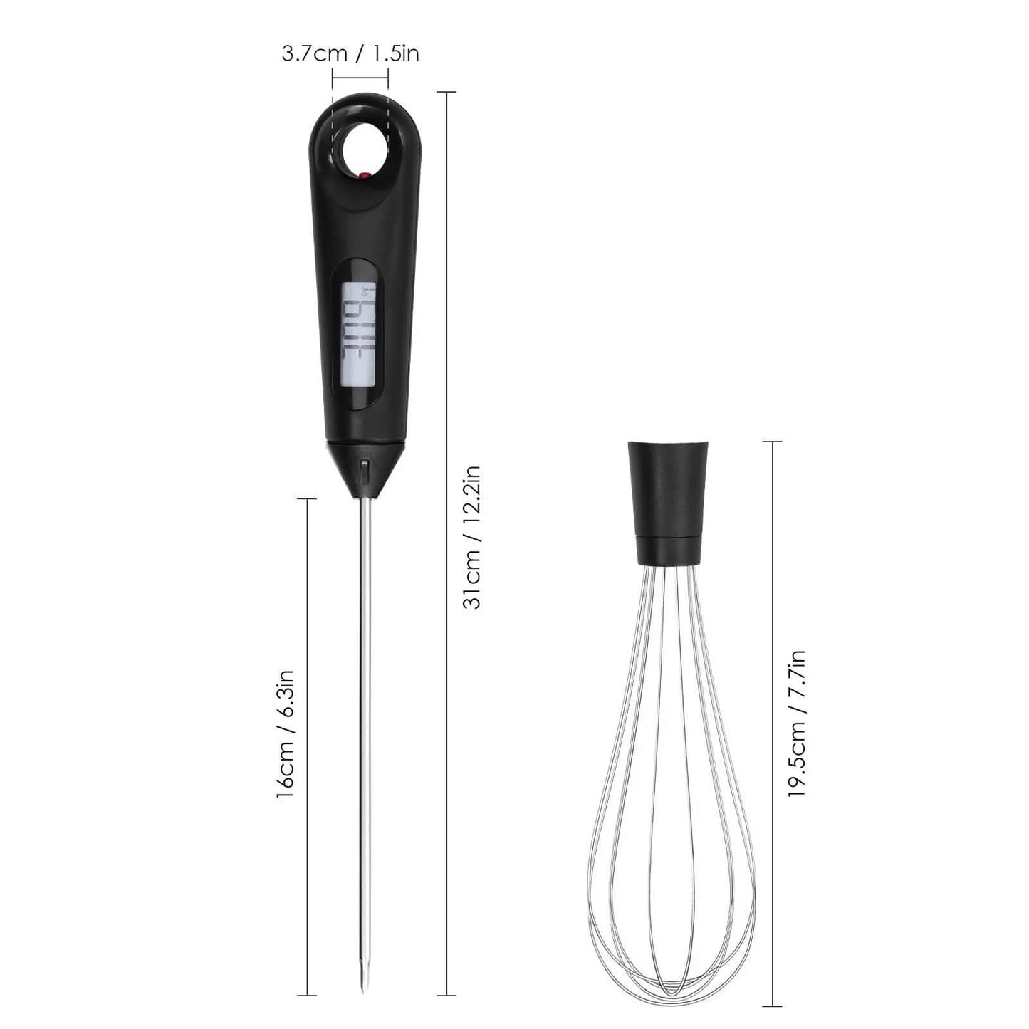 2-in-1 Sofortablese-Lebensmittelthermometer und Eierschneebesen