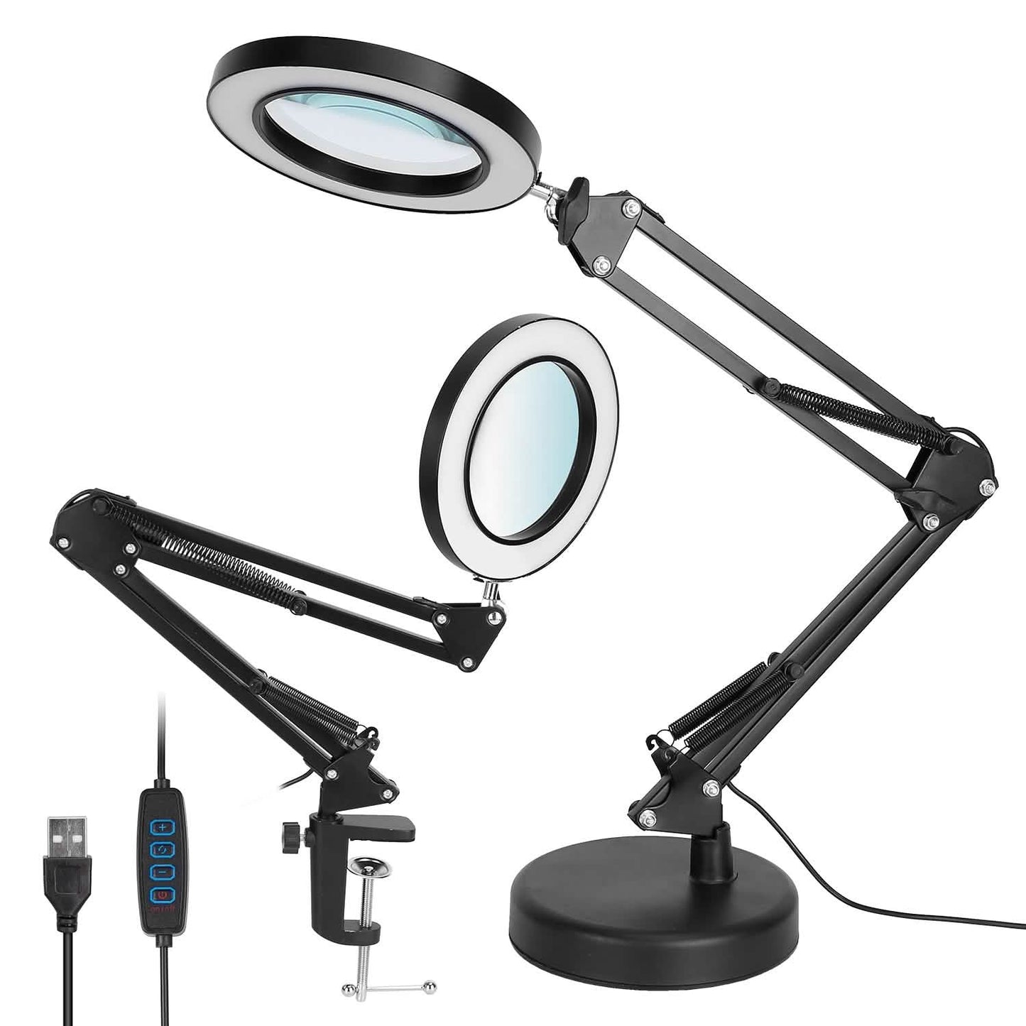 2-in-1 LED-Lupen-Schreibtischlampe mit 8-facher Vergrößerung