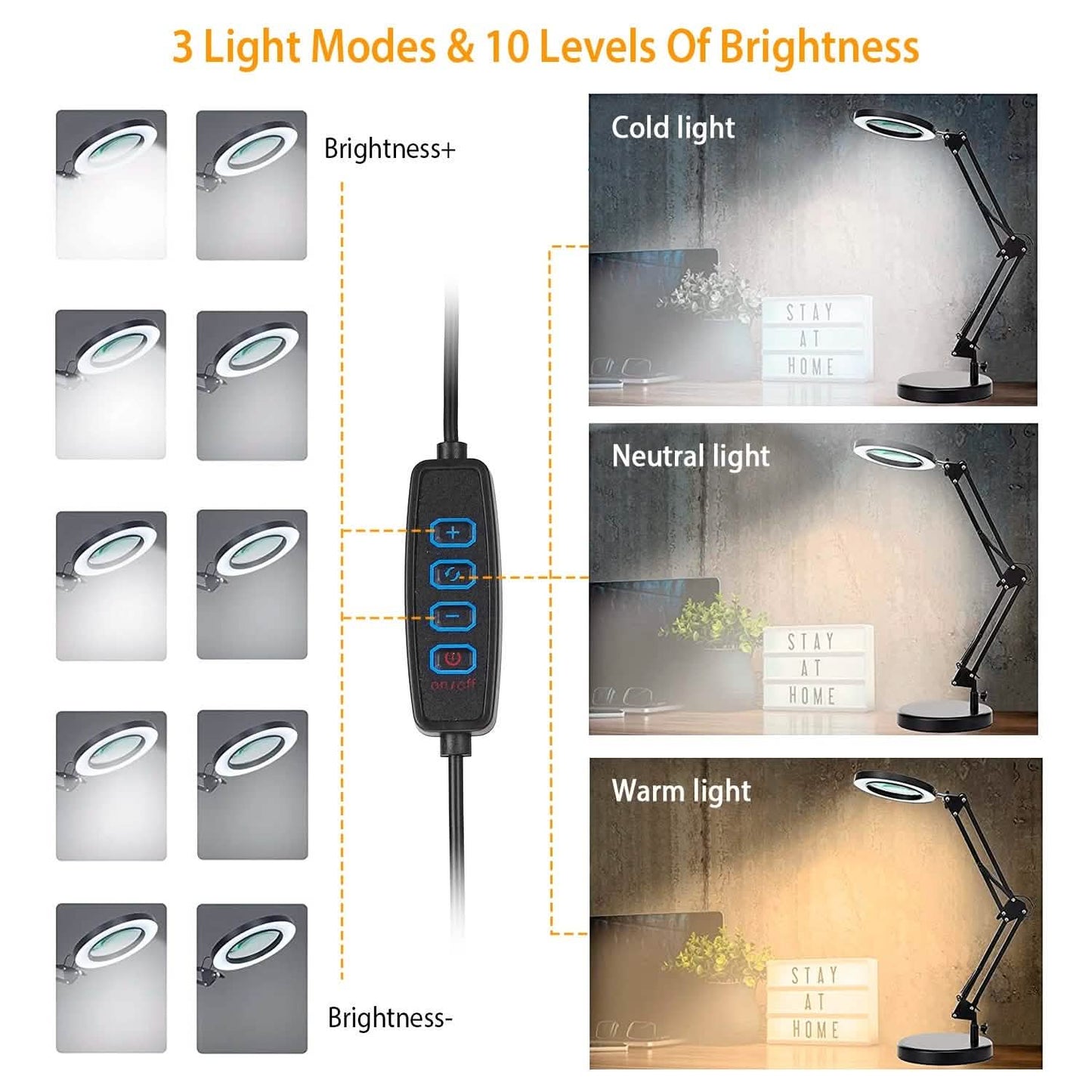 2-in-1 LED-Lupen-Schreibtischlampe mit 8-facher Vergrößerung
