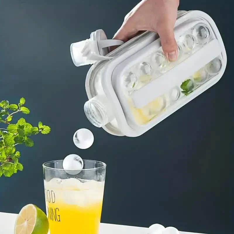 2-in-1 tragbarer Eisballbereiter Wasserkocher mit 17 Gittern, flachem Gehäuse und Deckel für kühlende Eiswürfel/Eis am Stiel