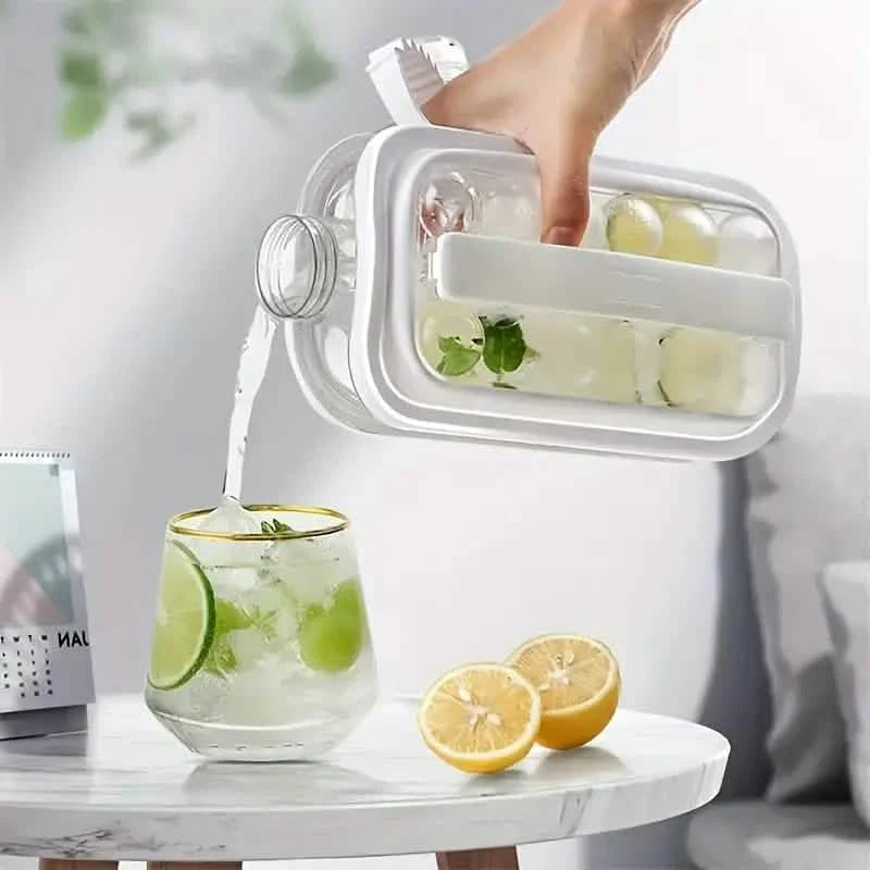 2-in-1 tragbarer Eisballbereiter Wasserkocher mit 17 Gittern, flachem Gehäuse und Deckel für kühlende Eiswürfel/Eis am Stiel
