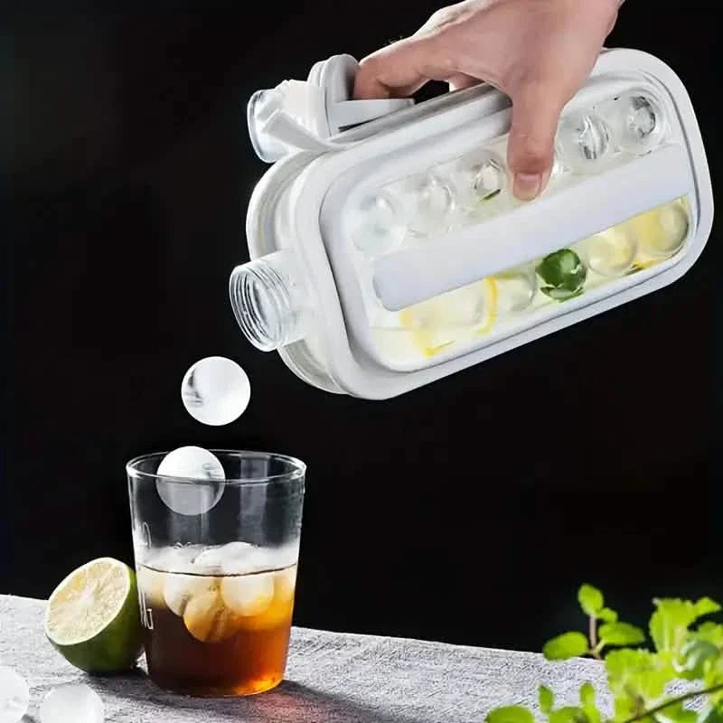 2-in-1 tragbarer Eisballbereiter Wasserkocher mit 17 Gittern, flachem Gehäuse und Deckel für kühlende Eiswürfel/Eis am Stiel