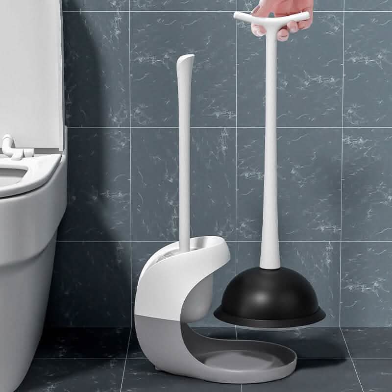 2-in-1 WC-Saugglocken- und Bürstenset mit belüftetem Halter