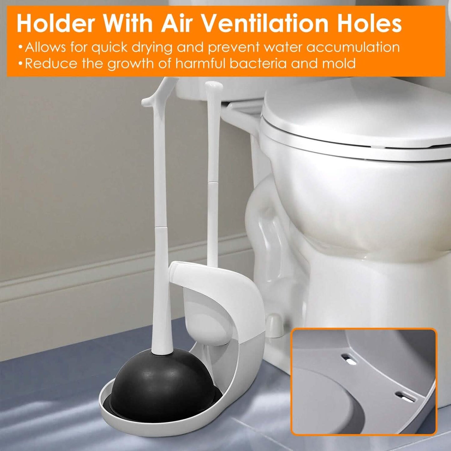 2-in-1 WC-Saugglocken- und Bürstenset mit belüftetem Halter