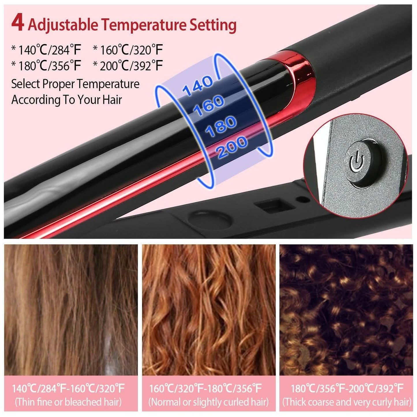 2-in-1-Haarglätter mit Keramikplatten und Lockenfunktion, Temperaturregelung und LCD-Display