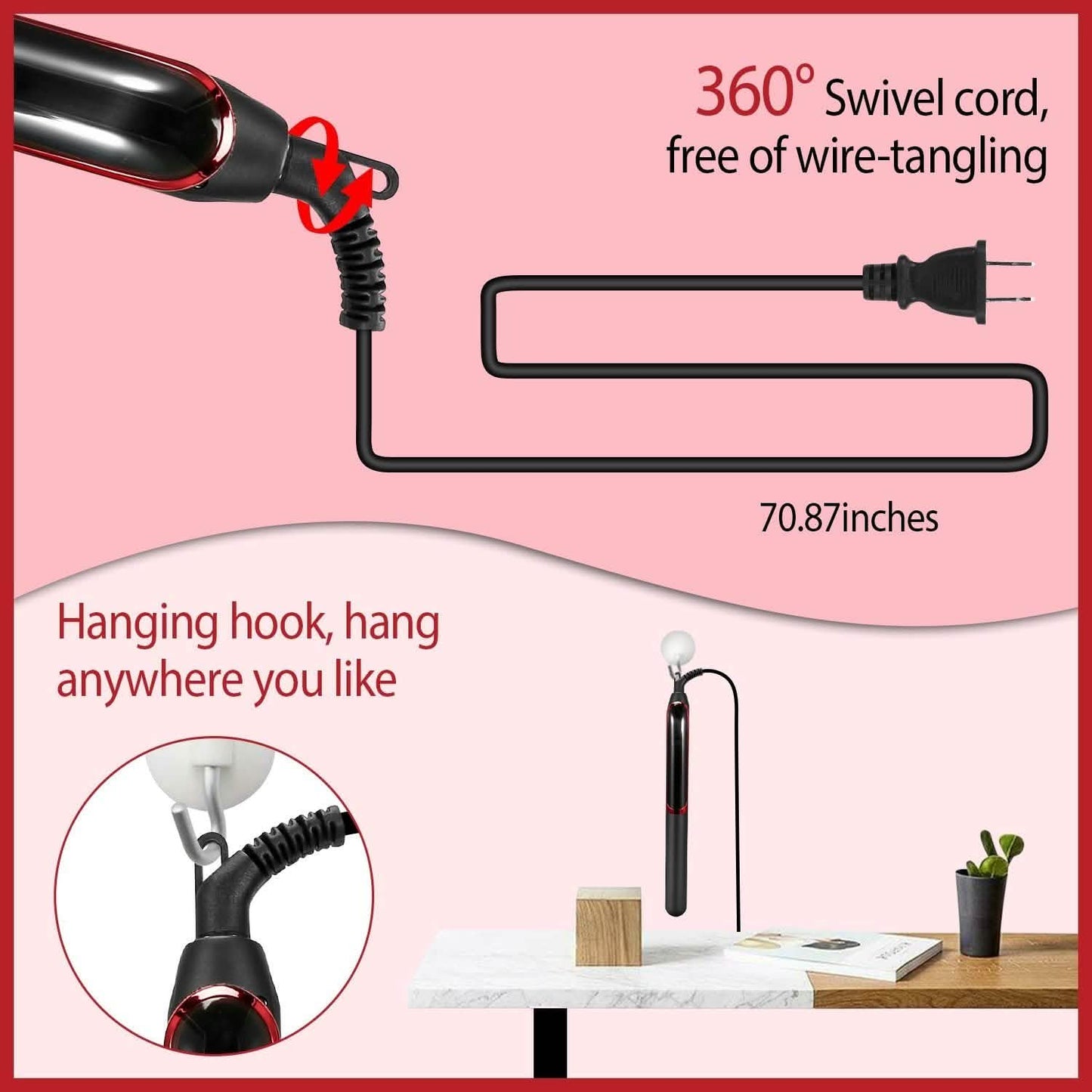 2-in-1-Haarglätter mit Keramikplatten und Lockenfunktion, Temperaturregelung und LCD-Display