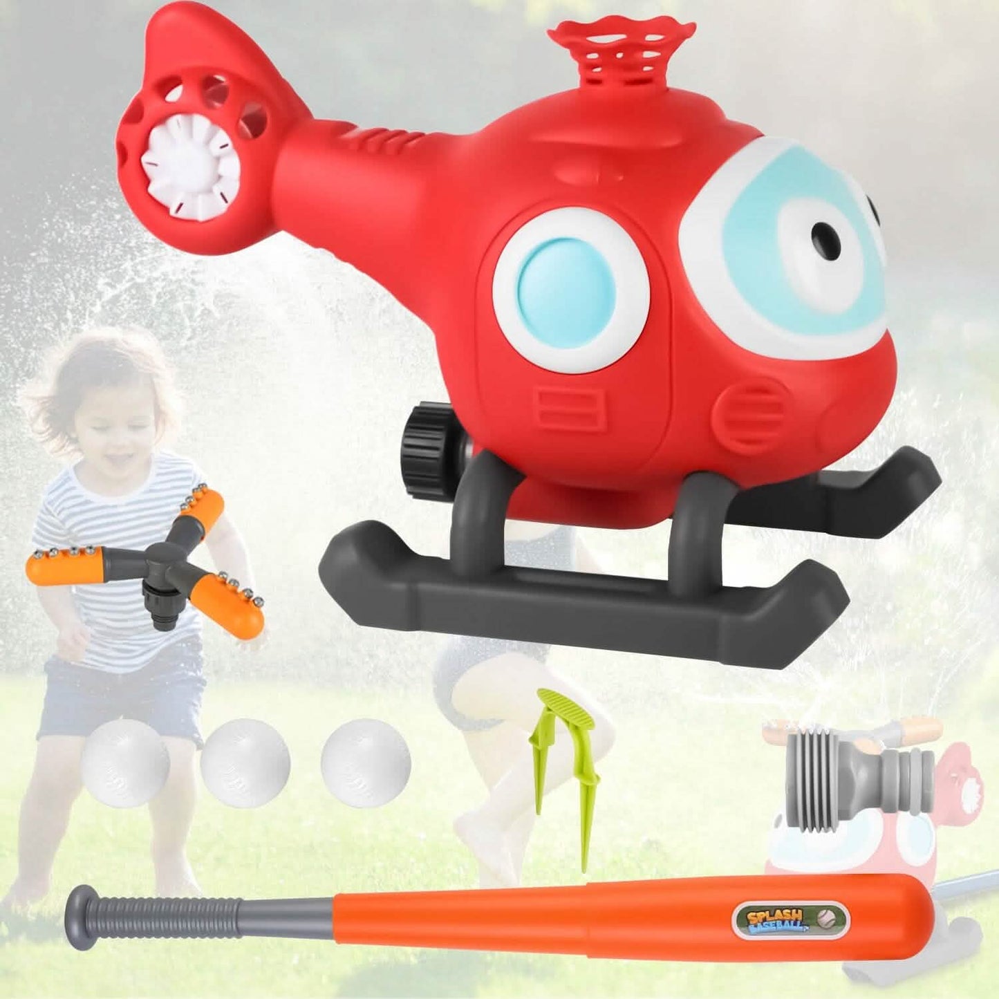 2-in-1-Wassersprenger-Baseball-Helikopterspielzeug