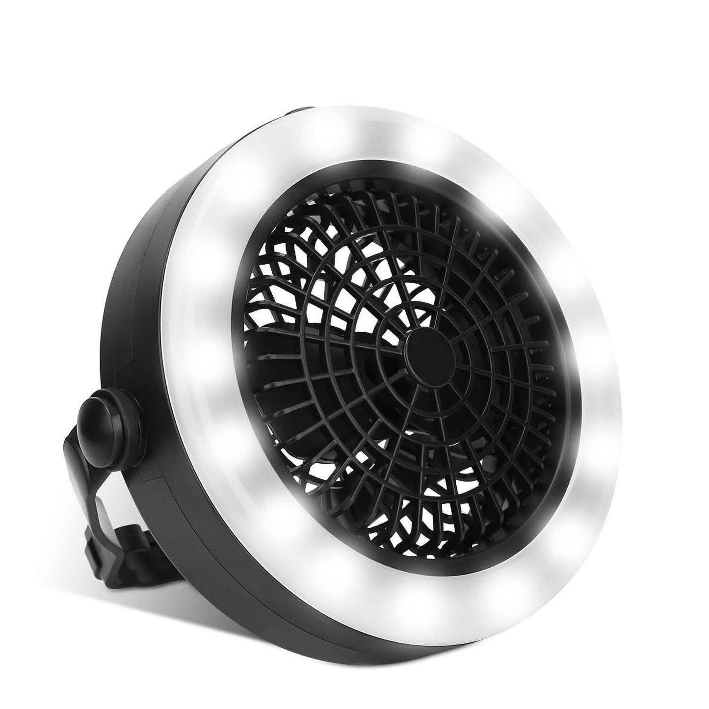 2-in-1 tragbarer Camping-LED-Ventilator, batterie-/USB-betrieben für den Außenbereich