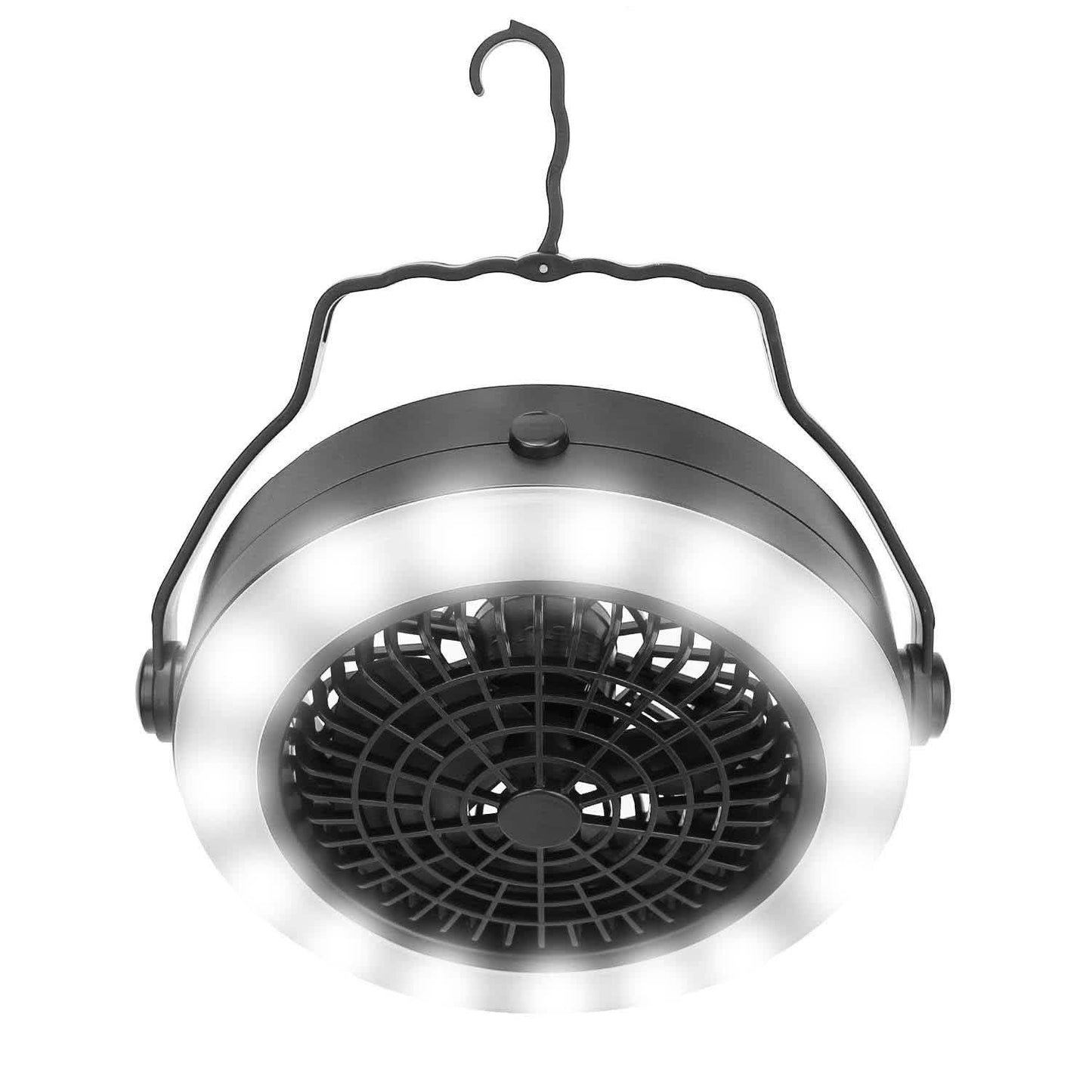 2-in-1 tragbarer Camping-LED-Ventilator, batterie-/USB-betrieben für den Außenbereich