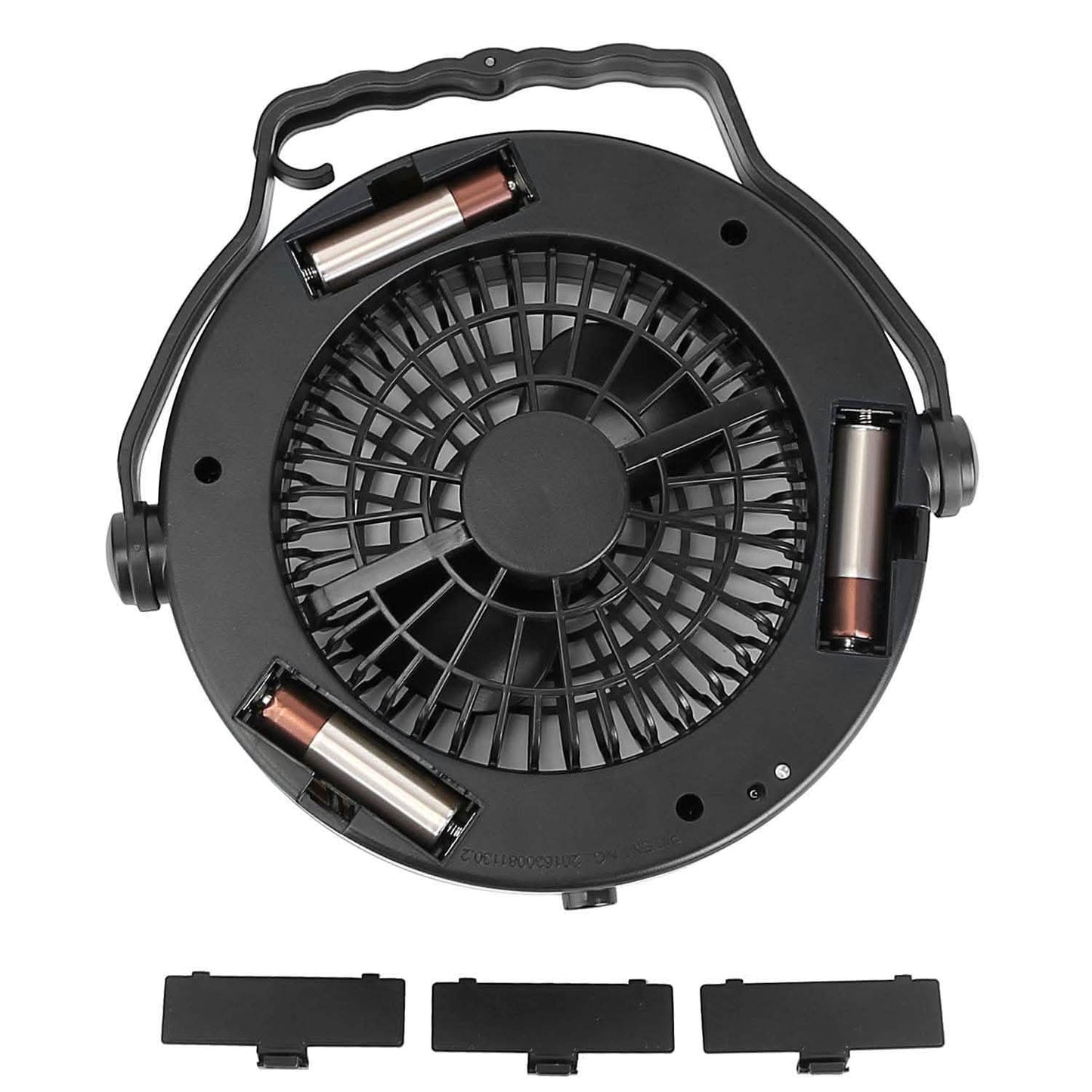 2-in-1 tragbarer Camping-LED-Ventilator, batterie-/USB-betrieben für den Außenbereich