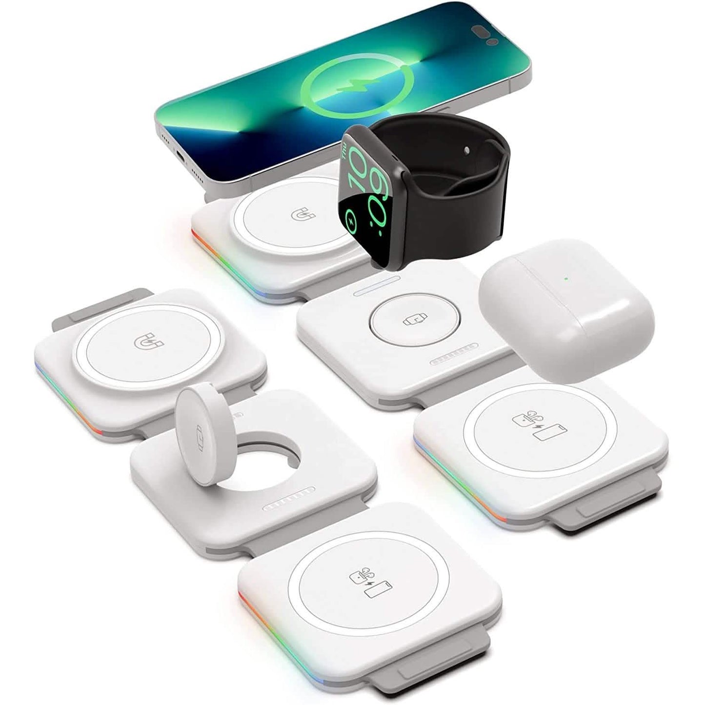 2er-Pack: 3-in-1 Reise-Ladestation für AirPods, Apple Watch und iPhone