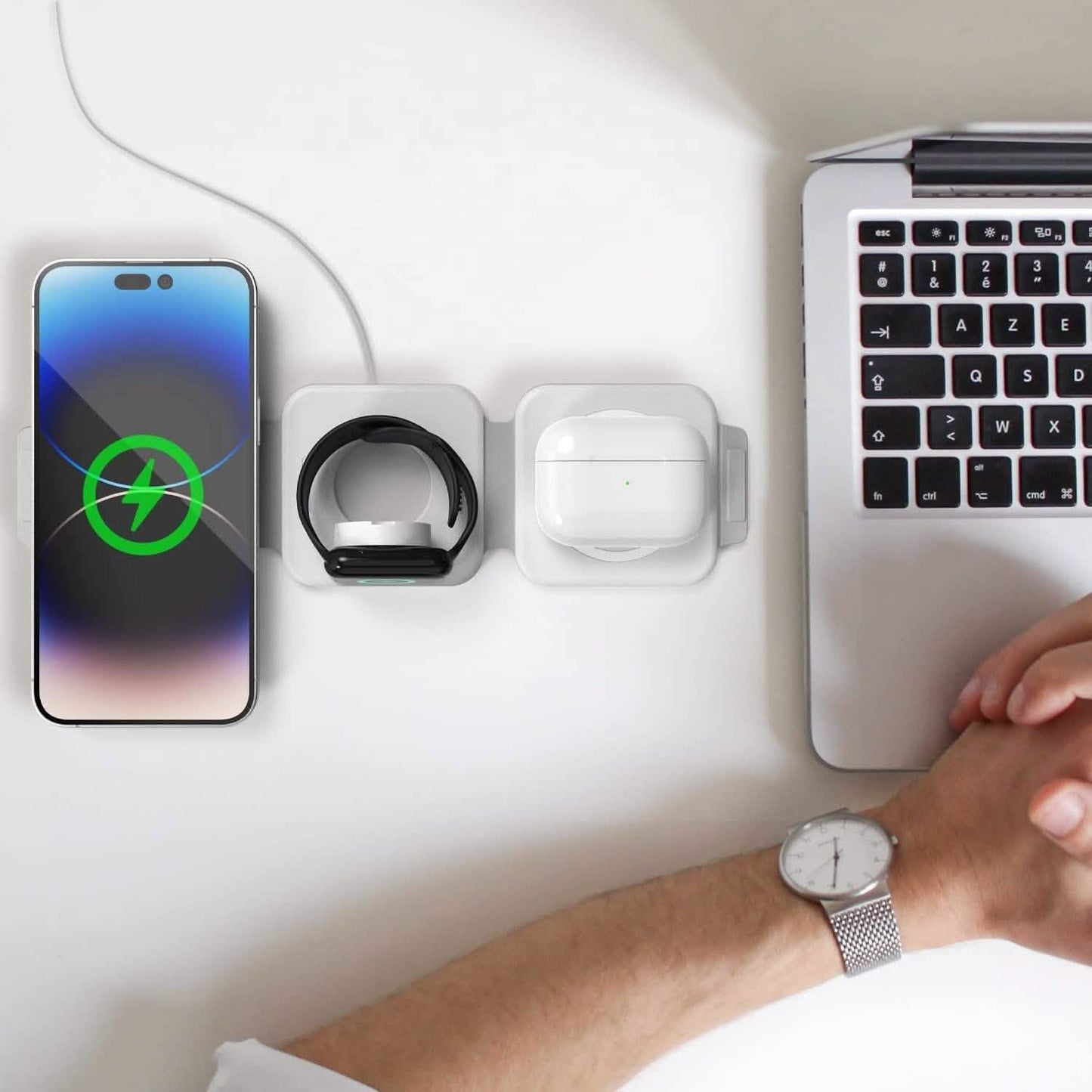 2er-Pack: 3-in-1 Reise-Ladestation für AirPods, Apple Watch und iPhone
