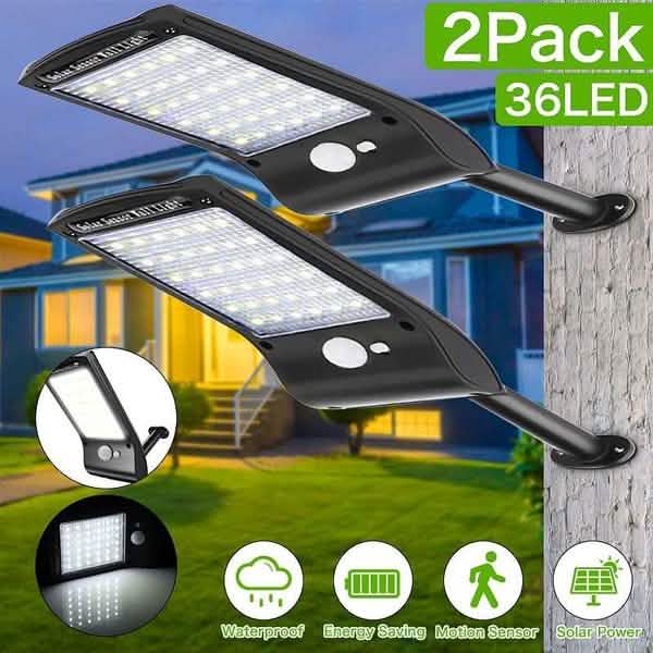 2er-Pack: 36 LED Solar Wandleuchte mit Bewegungssensor