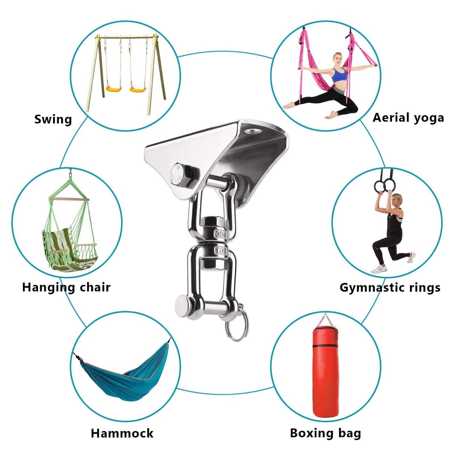 2er-Pack: 360° drehbare Schaukelhaken-Halterungen Set