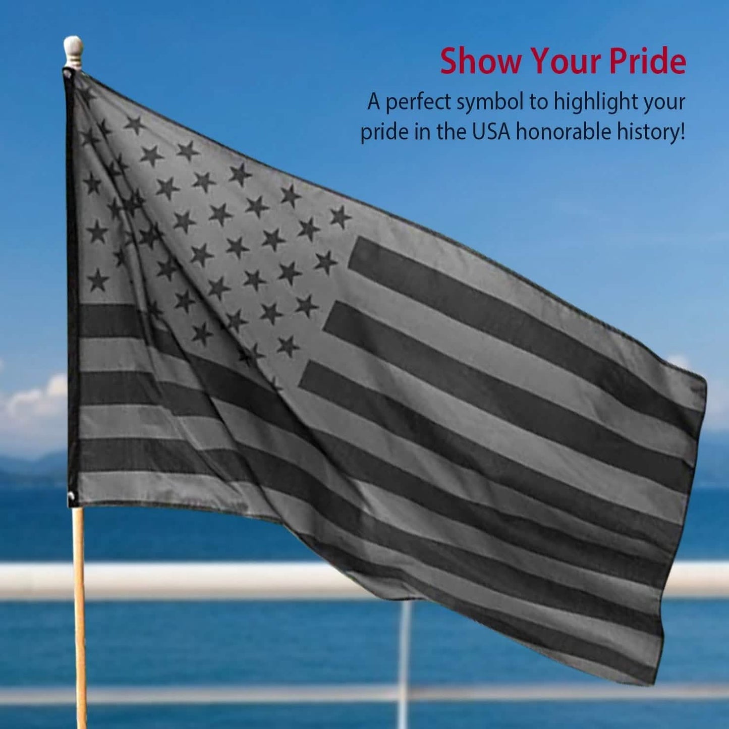 2er-Pack: 3x5 Fuß komplett schwarze amerikanische Flagge