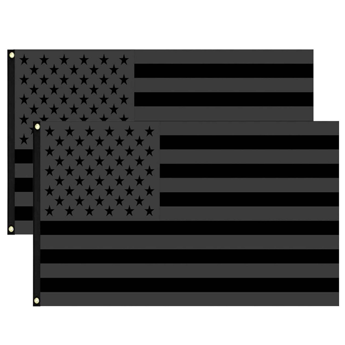2er-Pack: 3x5 Fuß komplett schwarze amerikanische Flagge