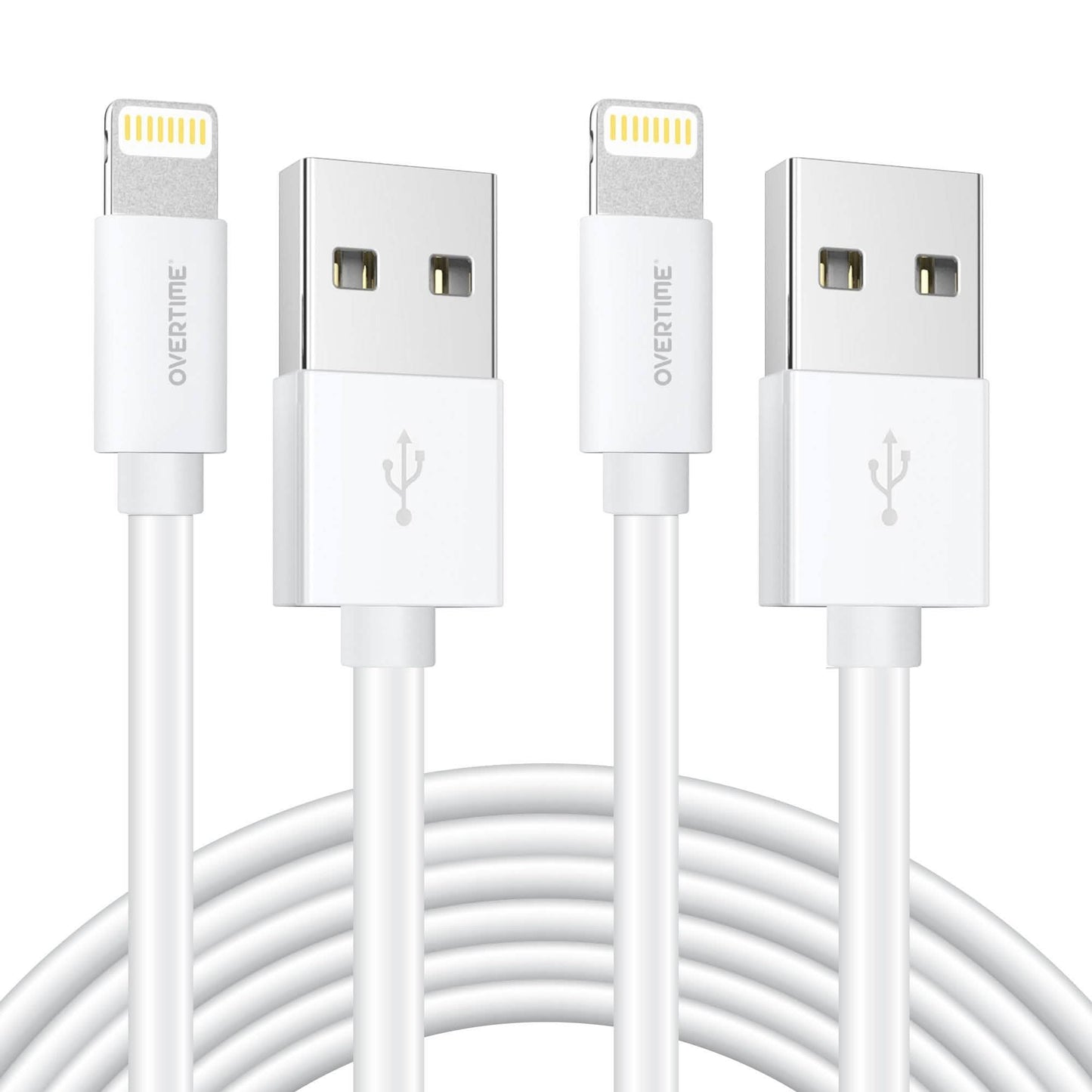 2er-Pack: 1,2 m weißes Overtime Apple MFi zertifiziertes Lightning USB-Kabel
