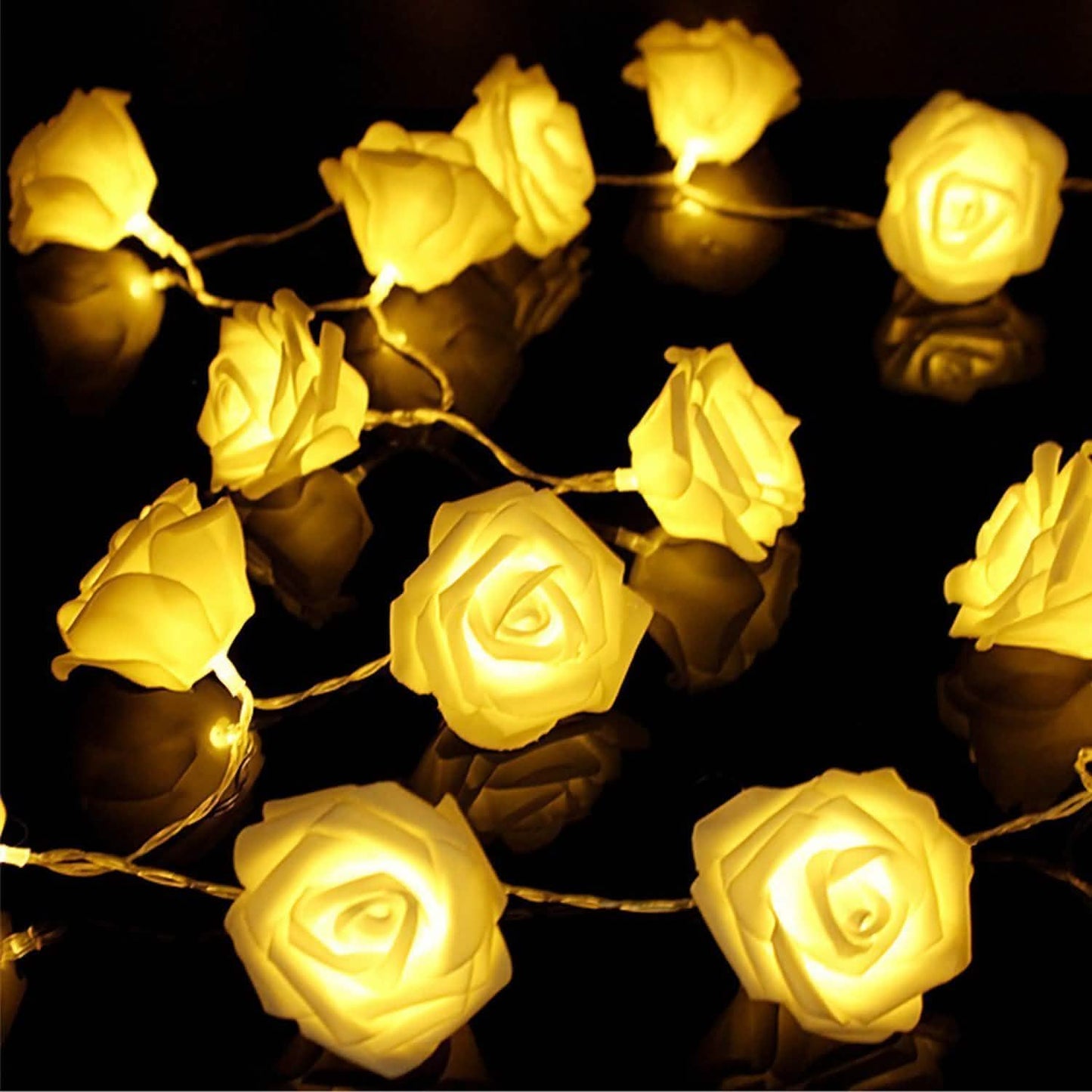 2er-Pack: Lichterkette mit 40 Rosenblüten-LEDs