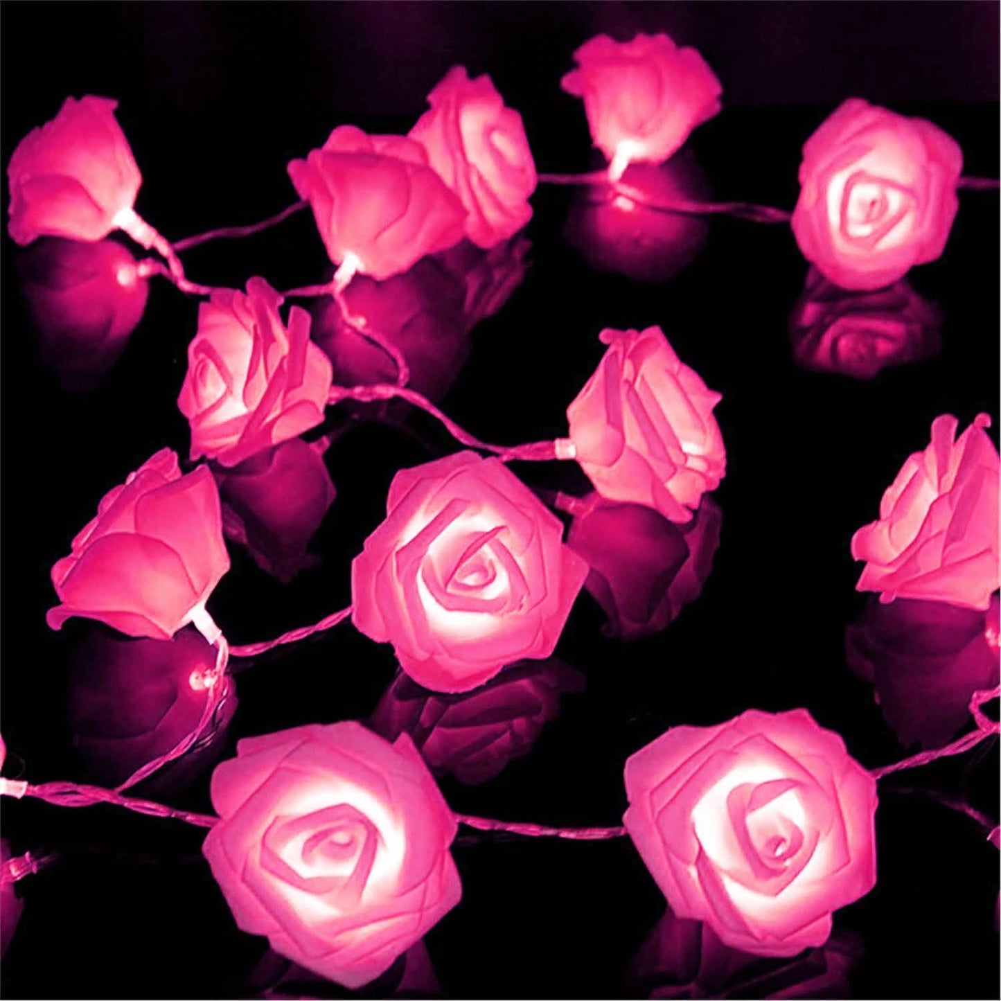 2er-Pack: Lichterkette mit 40 Rosenblüten-LEDs