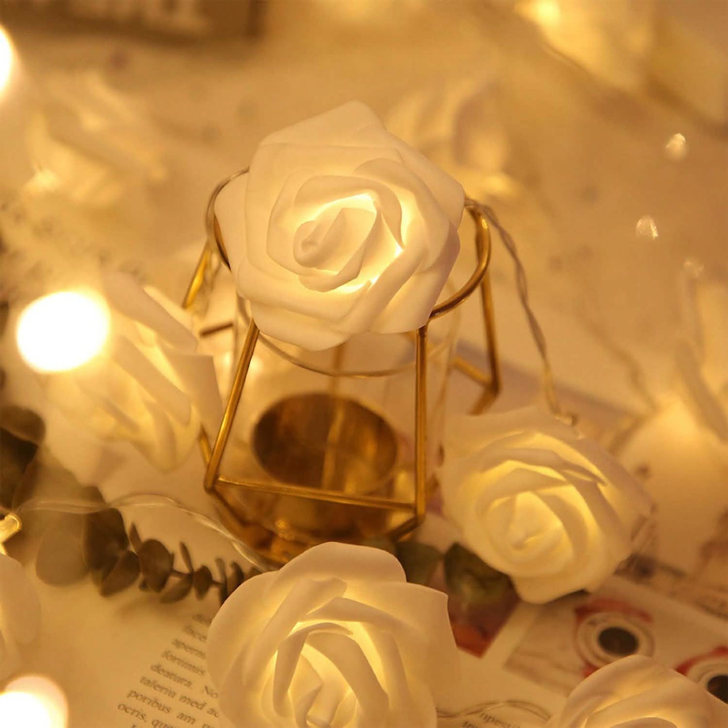 2er-Pack: Lichterkette mit 40 Rosenblüten-LEDs