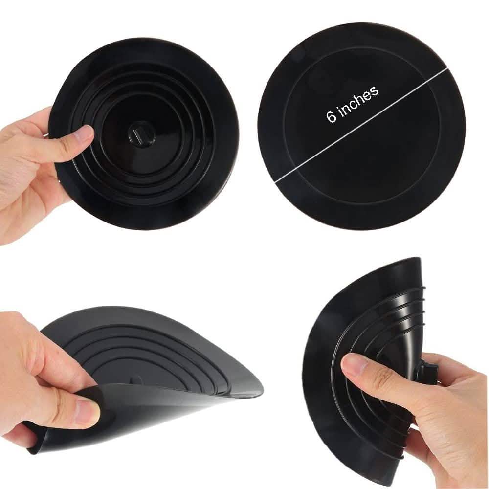 2er-Pack: 15 cm großer Silikon-Abflussstopfen, Haarfänger, flache Saugnapfabdeckung