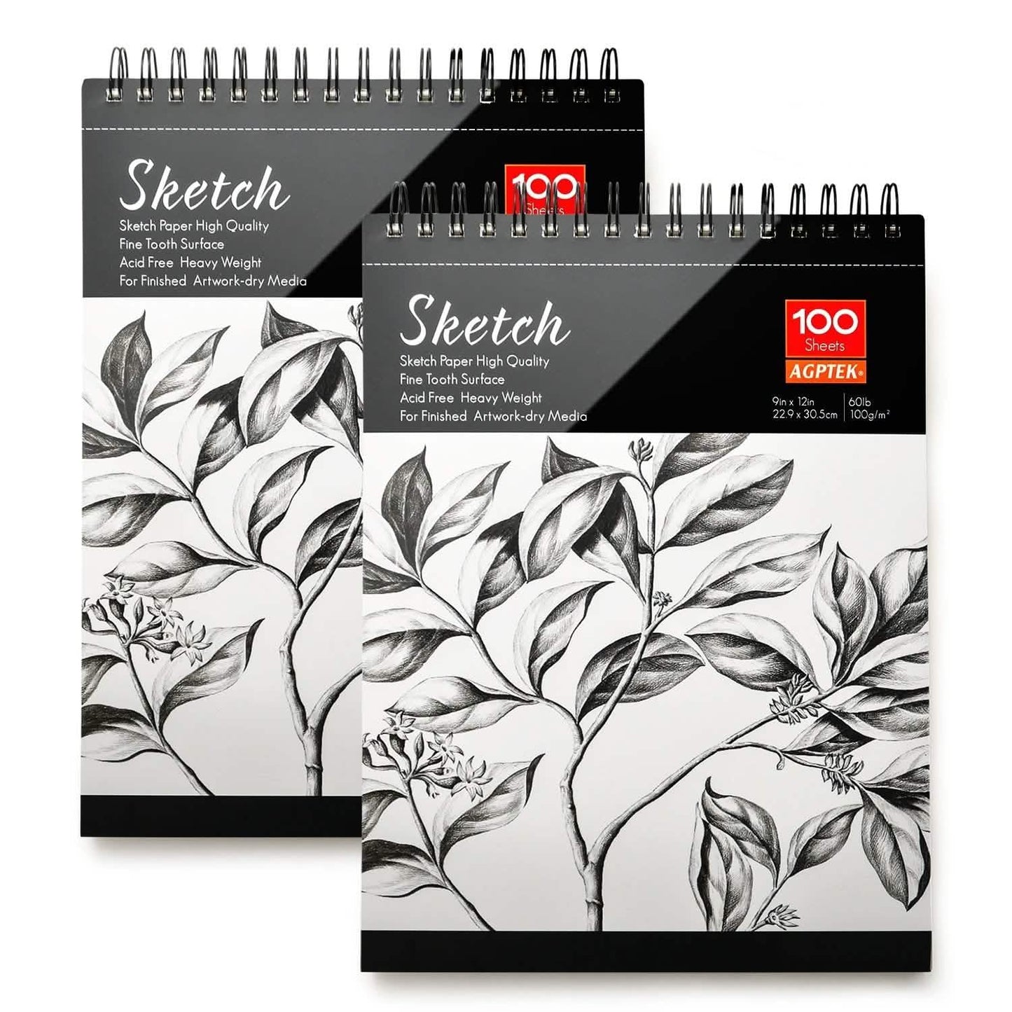 2er-Pack: 9x12" 100 Blatt Spiral-Skizzenblock