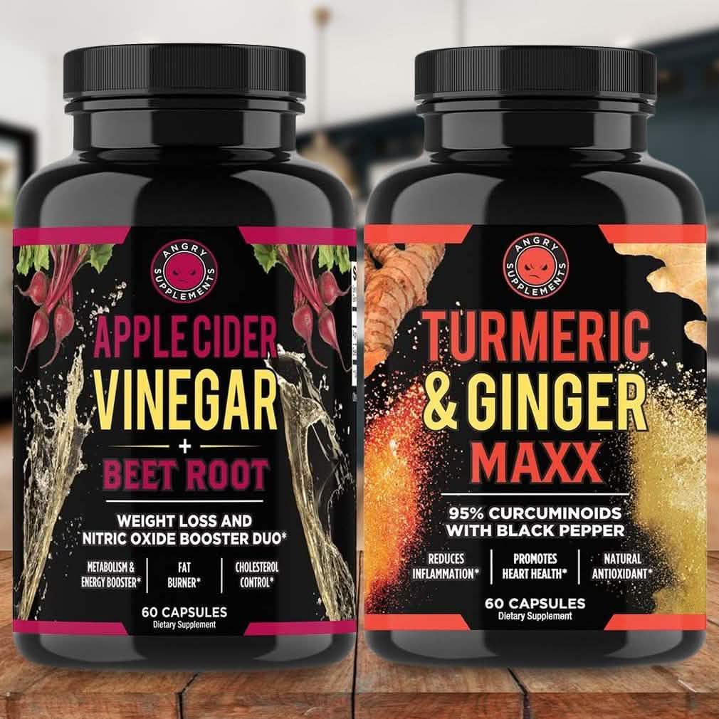 Doppelpack: Angry Supplements Apfelessig + Rote Bete und Kurkuma & Ingwer Kapseln