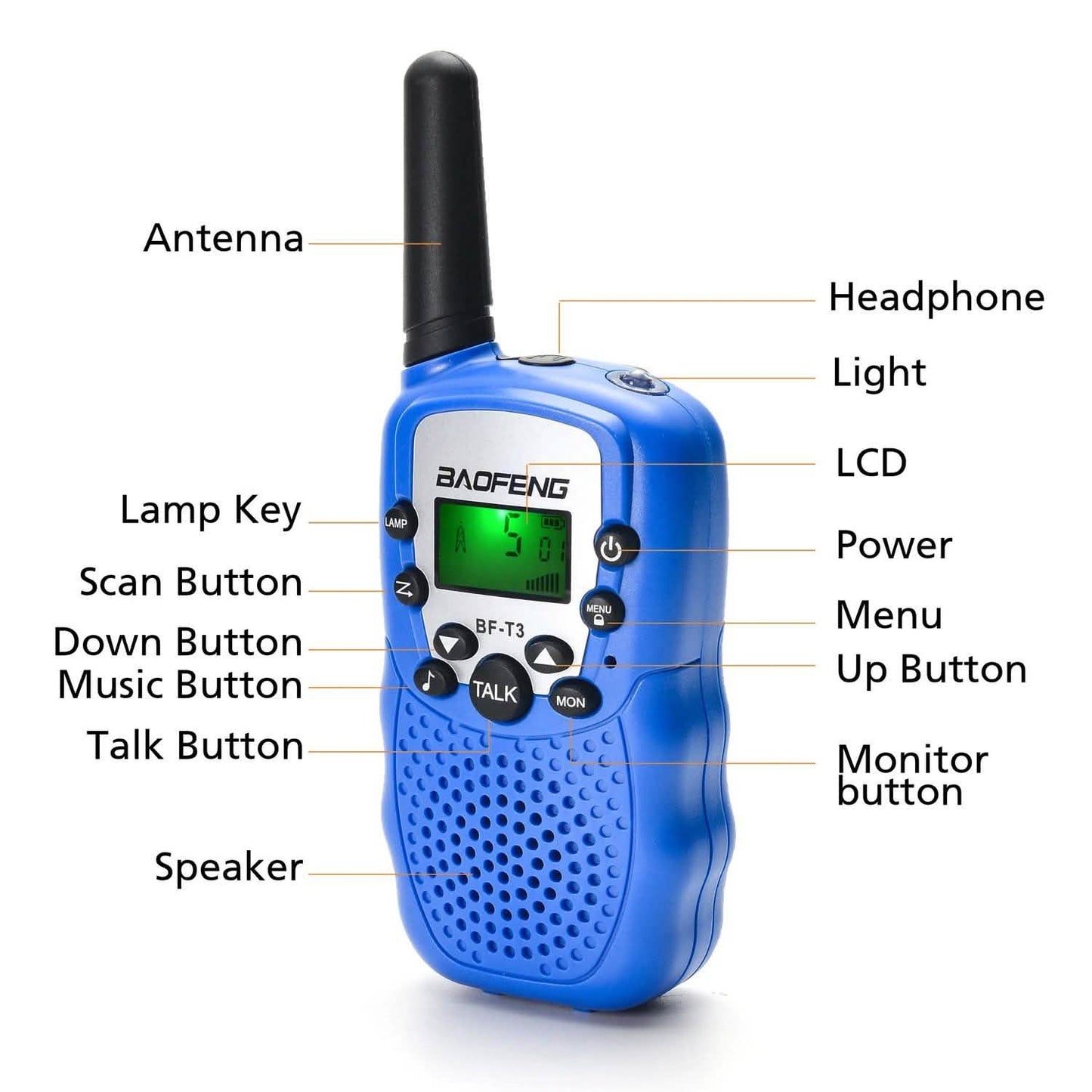 2er-Pack: Baofeng Kinder 2-Wege-Funkgeräte Walkie Talkies 22 Kanäle 3-5 Meilen FRS/GMRS Spielzeug