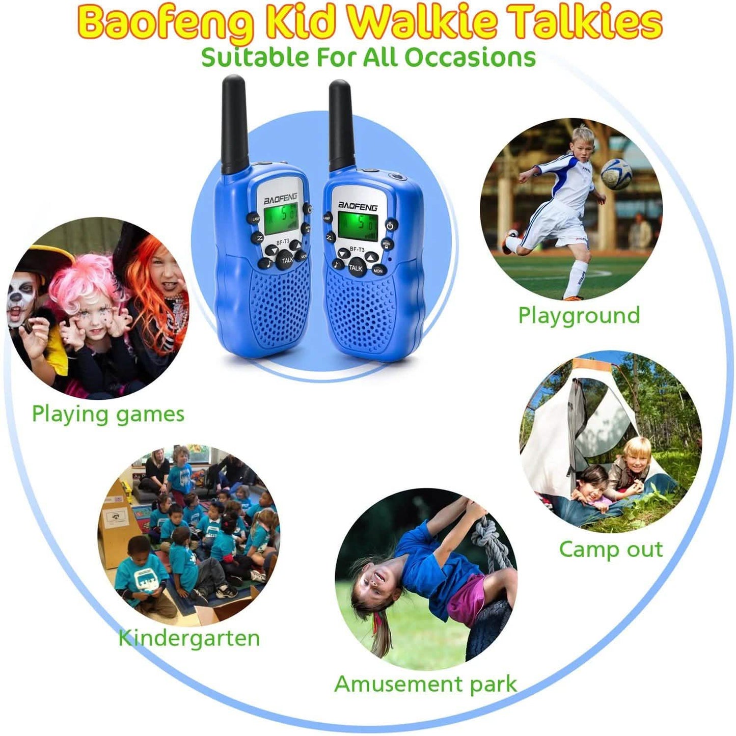 2er-Pack: Baofeng Kinder 2-Wege-Funkgeräte Walkie Talkies 22 Kanäle 3-5 Meilen FRS/GMRS Spielzeug