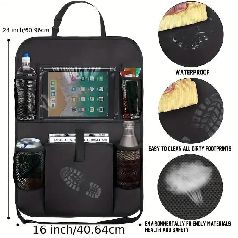 2er-Pack: Auto-Rücksitz-Organizer mit Touchscreen-Tablethalter