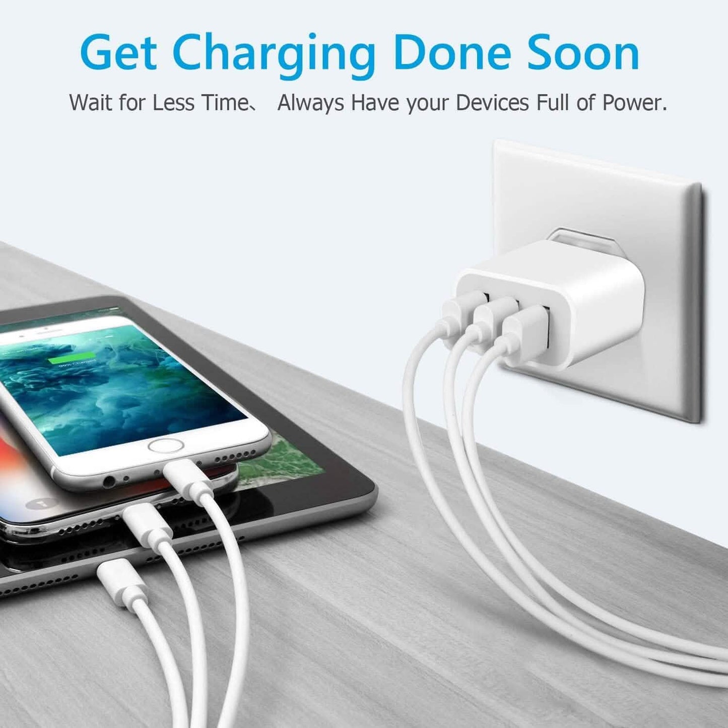 2er-Pack: Kompakte 3-Port-USB-Ladegerät-Adapter mit Quick Charge