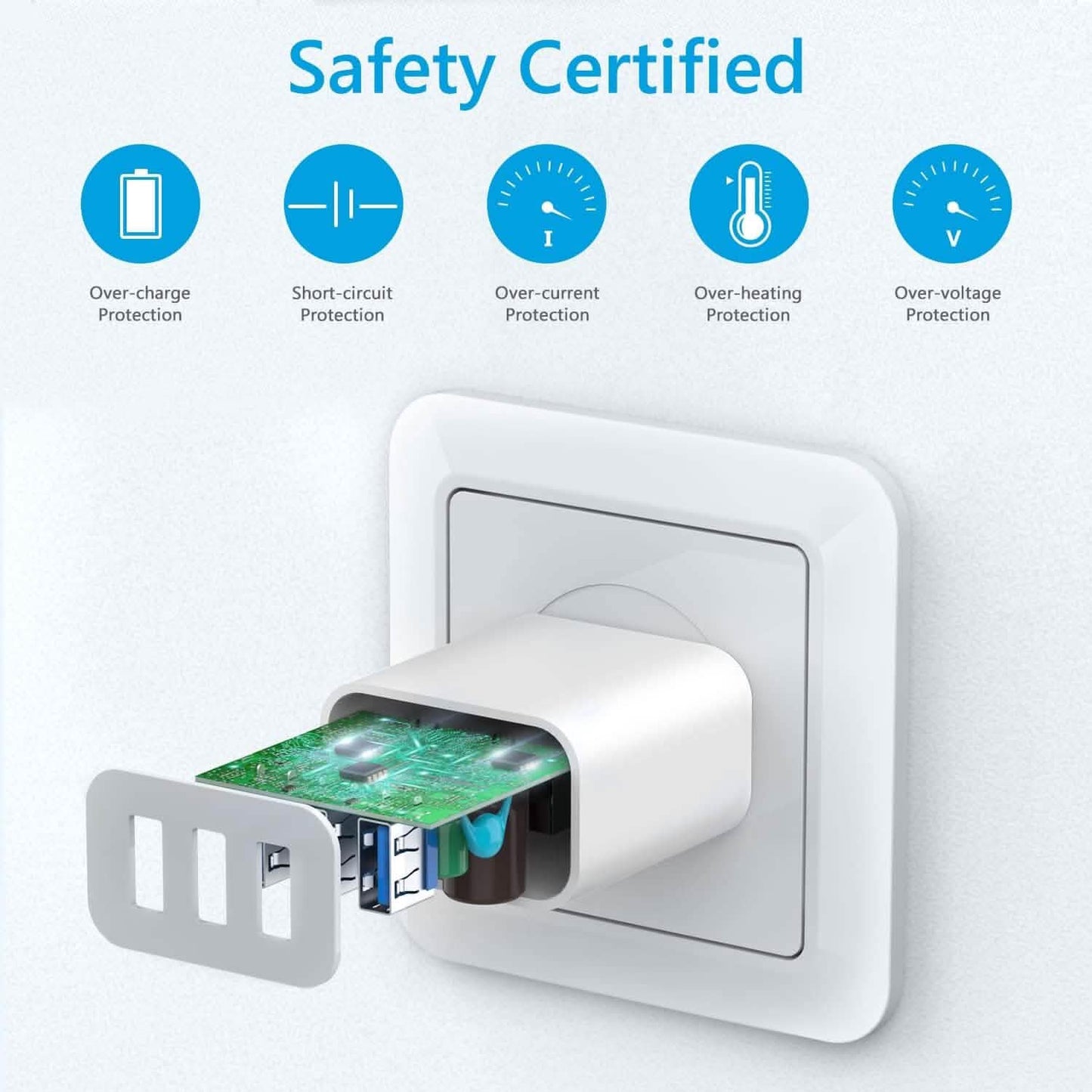 2er-Pack: Kompakte 3-Port-USB-Ladegerät-Adapter mit Quick Charge