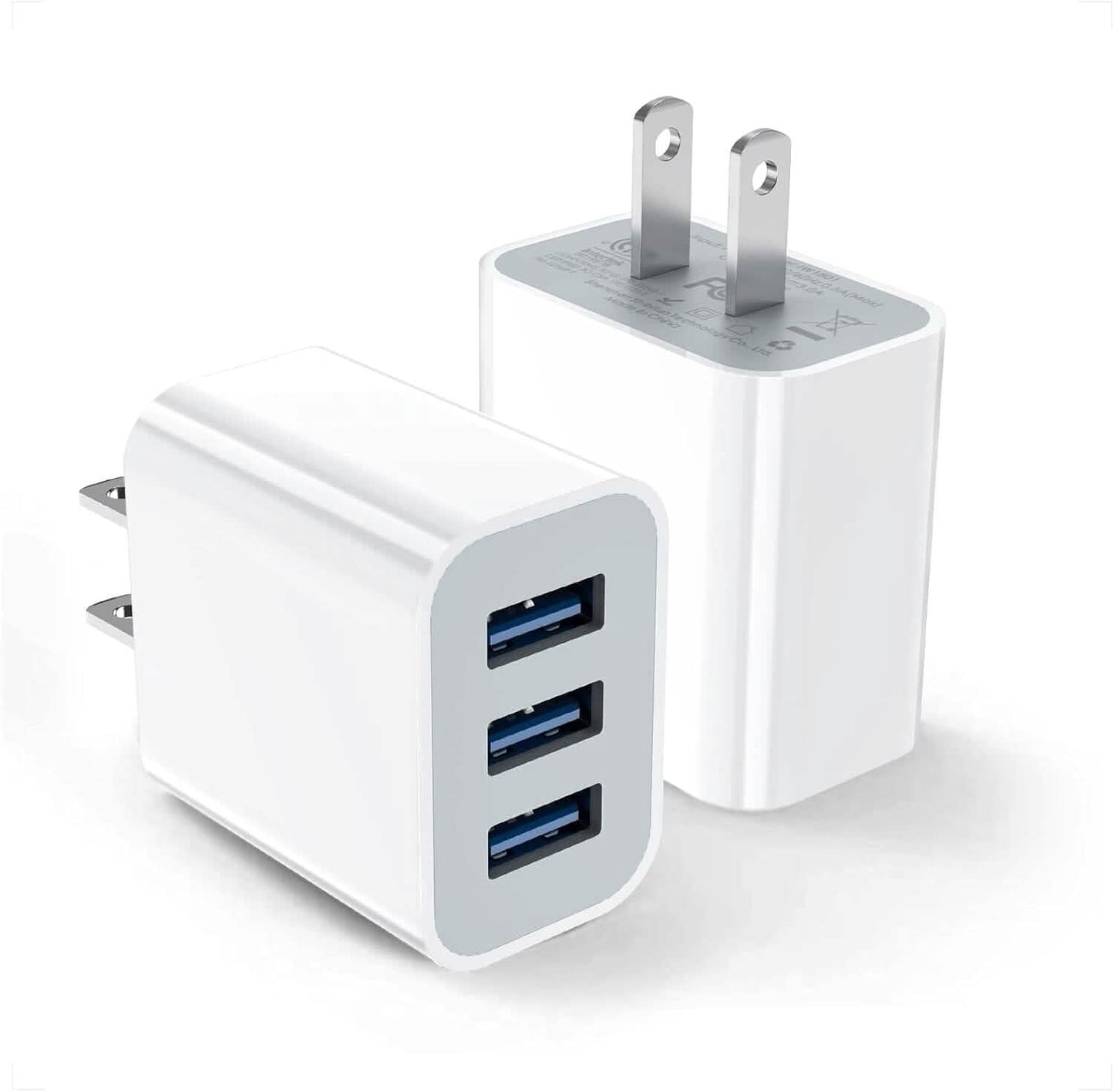 2er-Pack: Kompakte 3-Port-USB-Ladegerät-Adapter mit Quick Charge