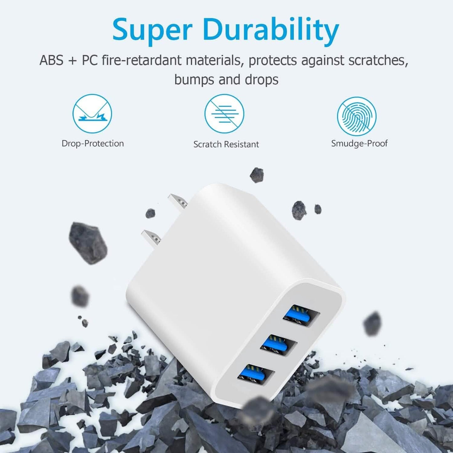 2er-Pack: Kompakte 3-Port-USB-Ladegerät-Adapter mit Quick Charge