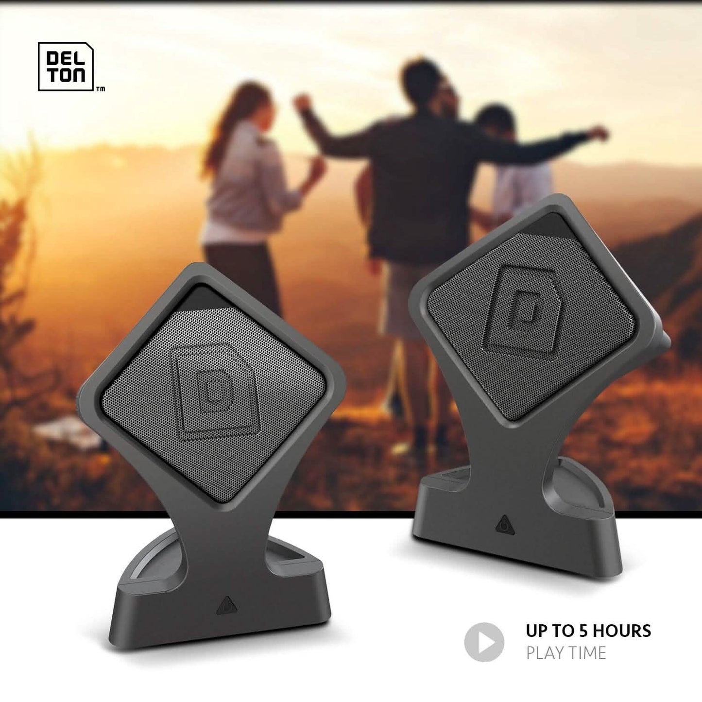 2er-Pack: Delton True Wireless Speaker Tragbarer Bluetooth-Lautsprecher mit Mikrofon