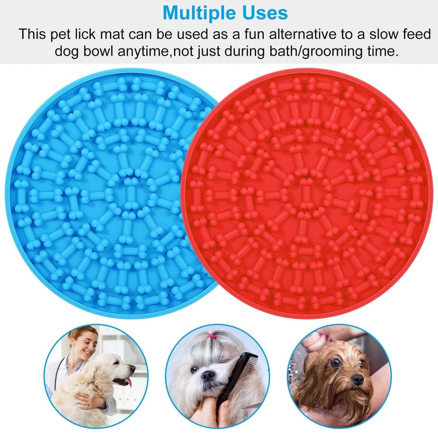 2er-Pack: Hundleckpad für Tierduschen, Fellpflege, langsames Futter, Ablenkmatte