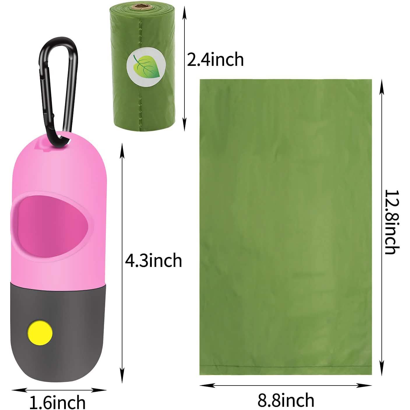 2er-Pack: Hundekotbeutelspender mit integrierter LED-Taschenlampe