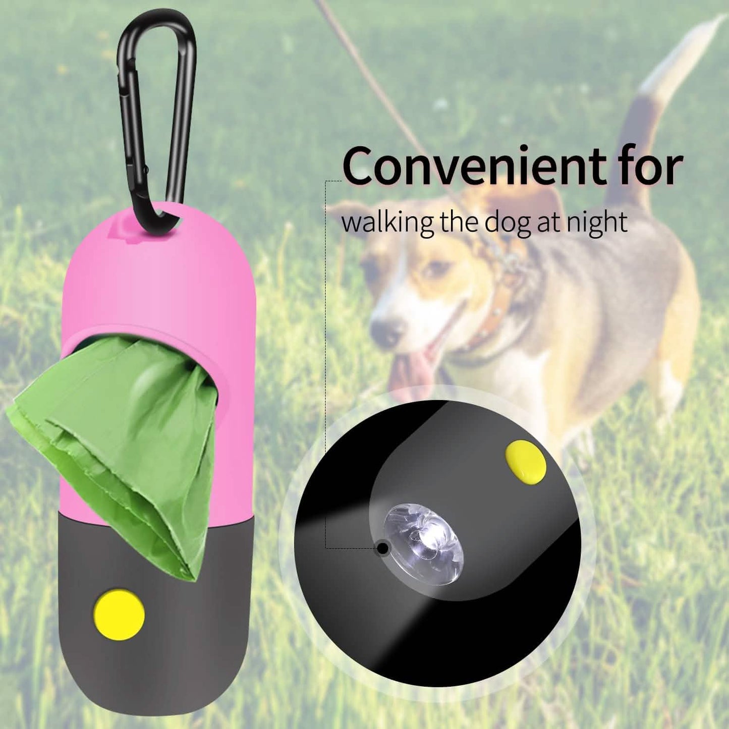 2er-Pack: Hundekotbeutelspender mit integrierter LED-Taschenlampe