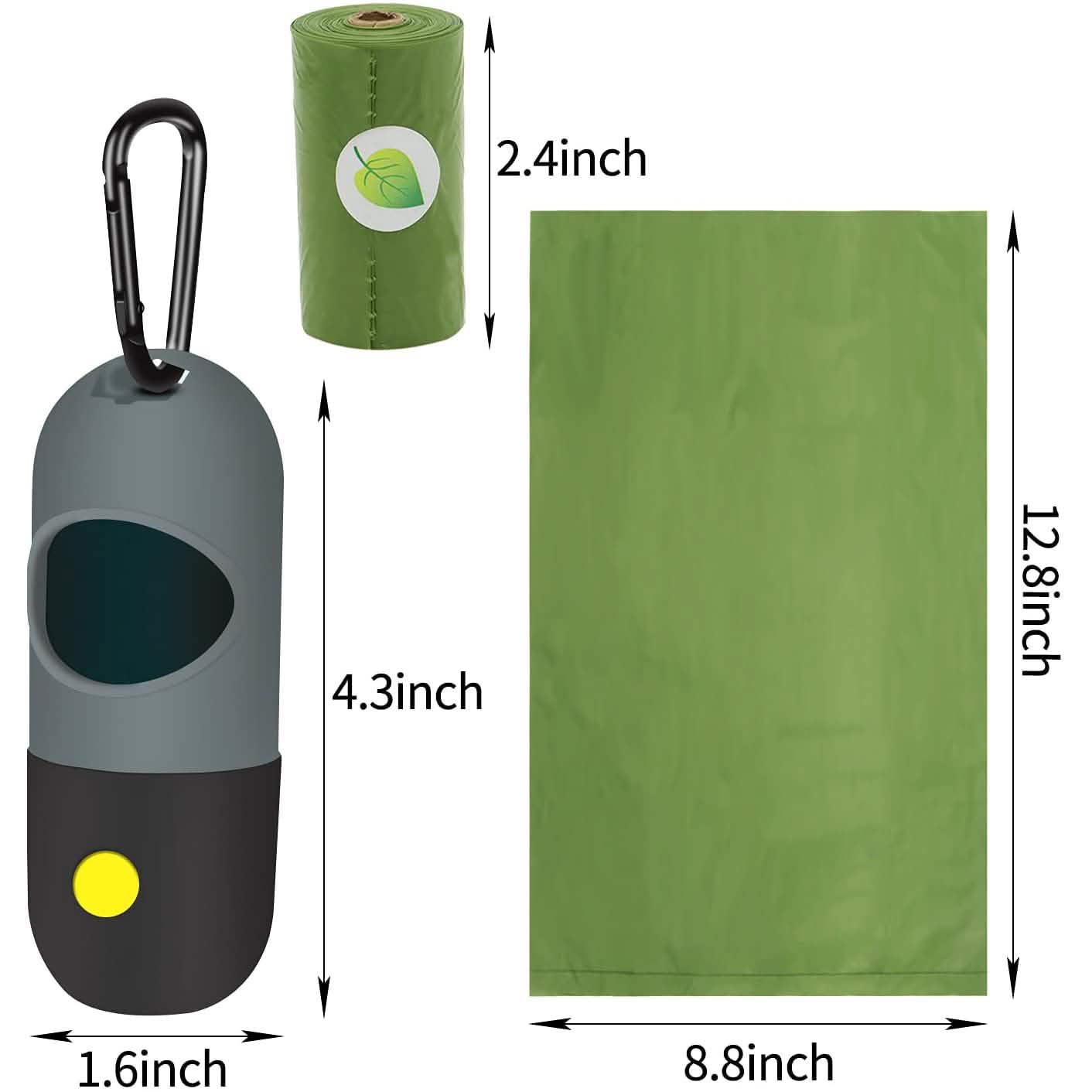2er-Pack: Hundekotbeutelspender mit integrierter LED-Taschenlampe