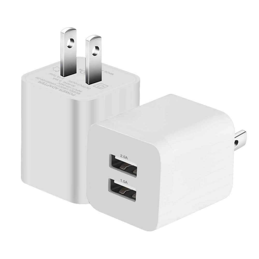 2er-Pack: Dual-Port-USB-Ladegerät für die Steckdose