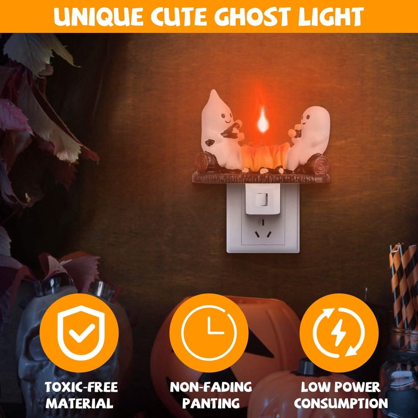 2er-Pack: Ghost Campfire Flackernde Flamme Nachtlicht