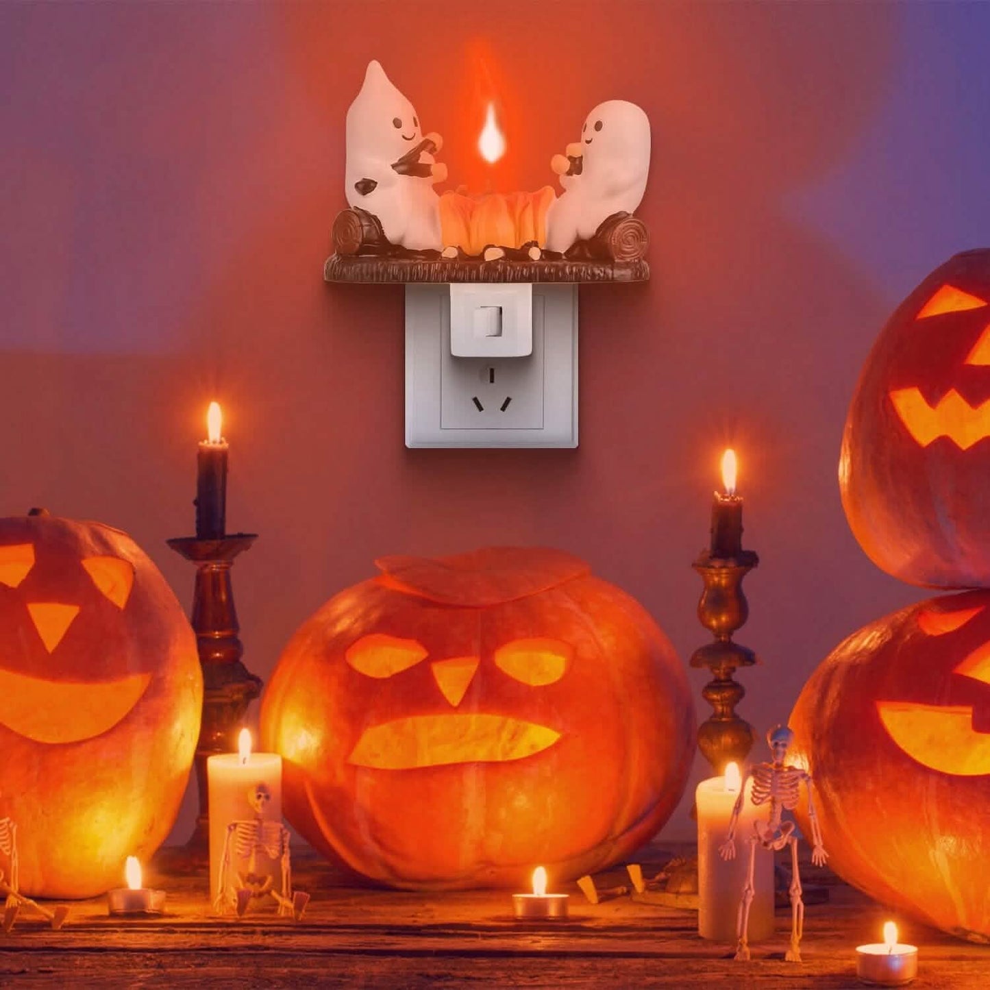 2er-Pack: Ghost Campfire Flackernde Flamme Nachtlicht