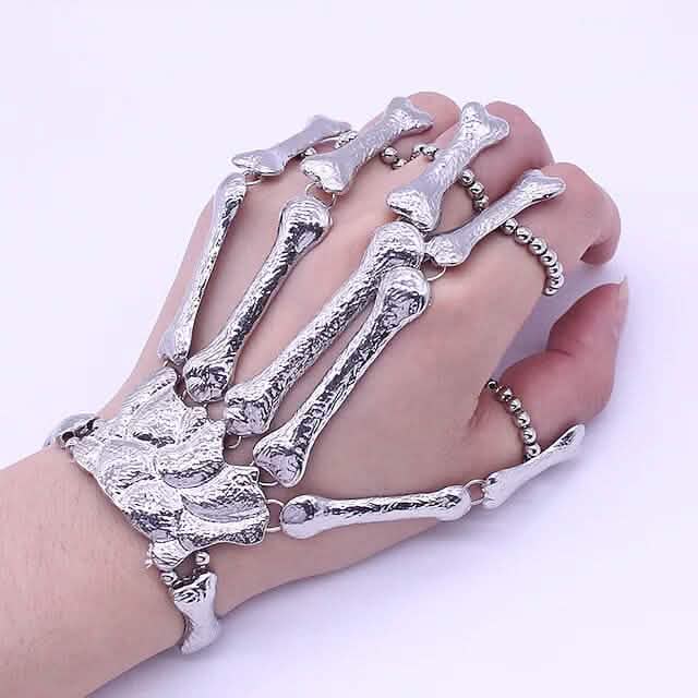 2er-Pack: Gothic-Knochenarmband mit Ring