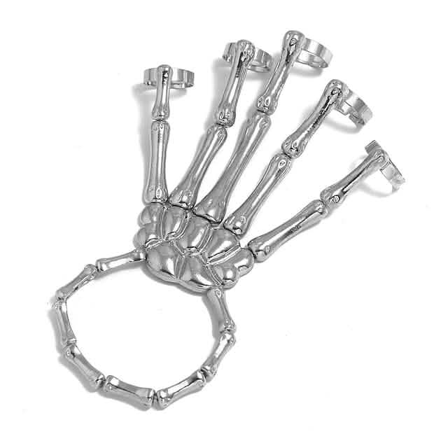 2er-Pack: Gothic-Knochenarmband mit Ring