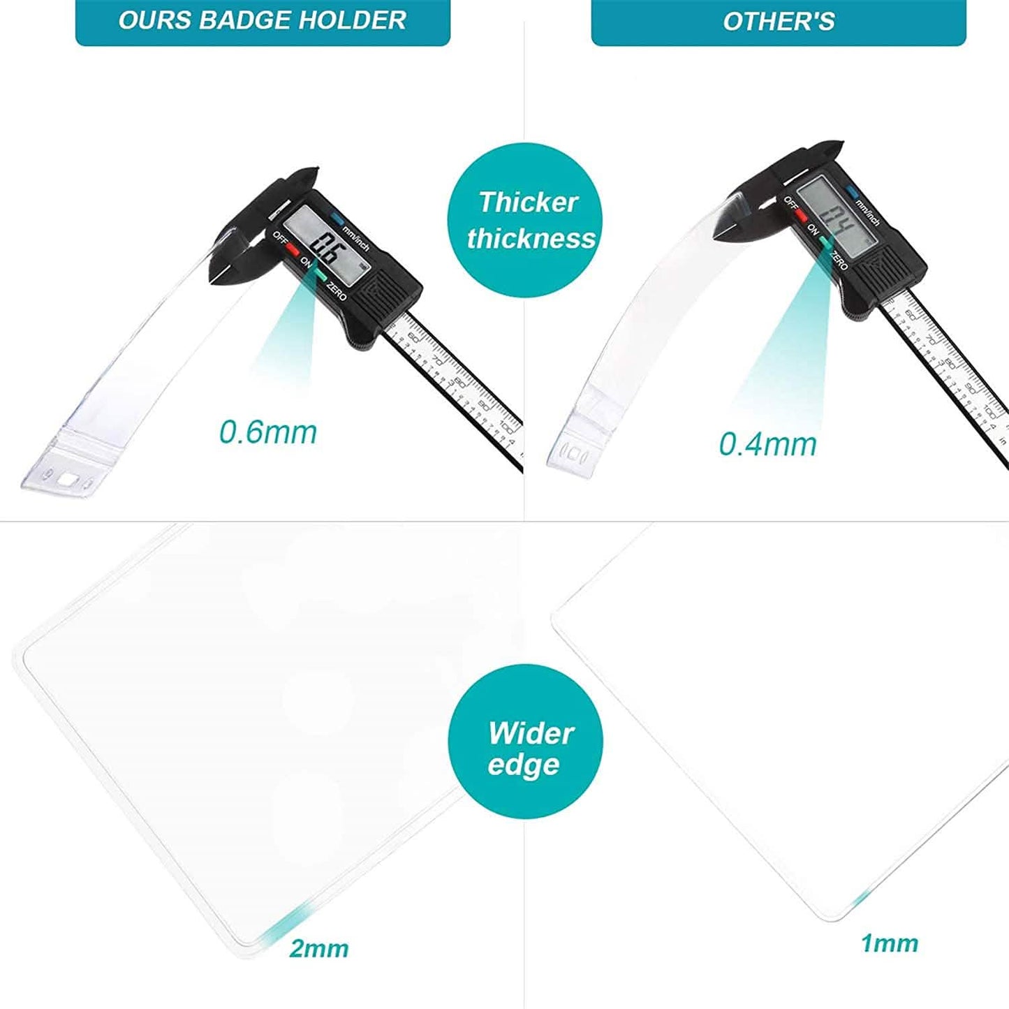 2er-Pack: Robuste, einziehbare Ausweishalter mit Karabiner-Rollclip und transparenten Ausweishüllen im Hochformat