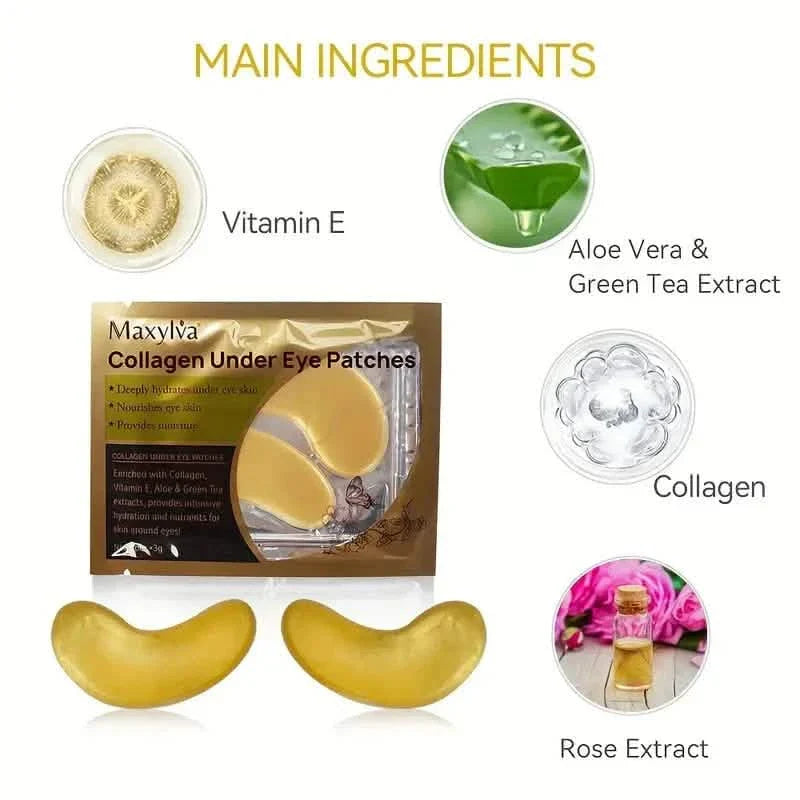 2er-Pack: Feuchtigkeitsspendende Augenpflege Unter-Augen-Kristallmaske Goldene Augenpads Für Damen und Herren