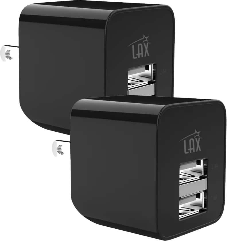 2er-Pack: LAX Dual-USB 2.4A Wandladegerät – Ultrakompakt