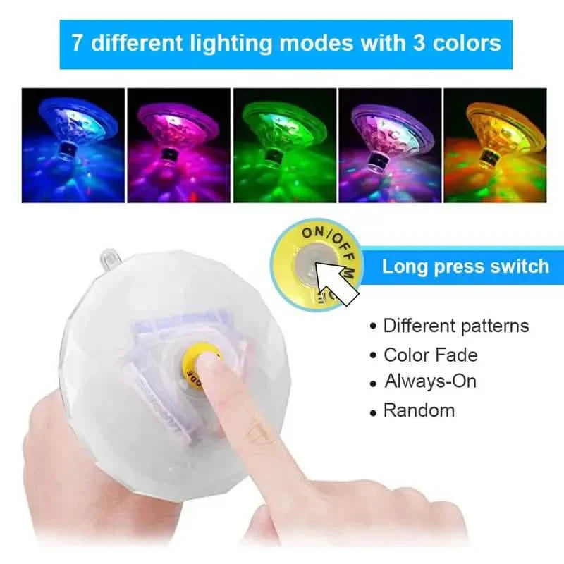 2er-Pack: LED-Farbwechsel-Schwimmpoolleuchten mit 8 Beleuchtungsmodi