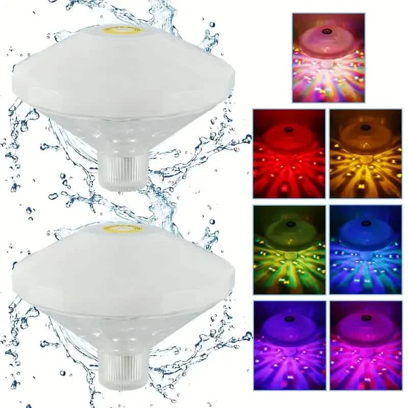 2er-Pack: LED-Farbwechsel-Schwimmpoolleuchten mit 8 Beleuchtungsmodi